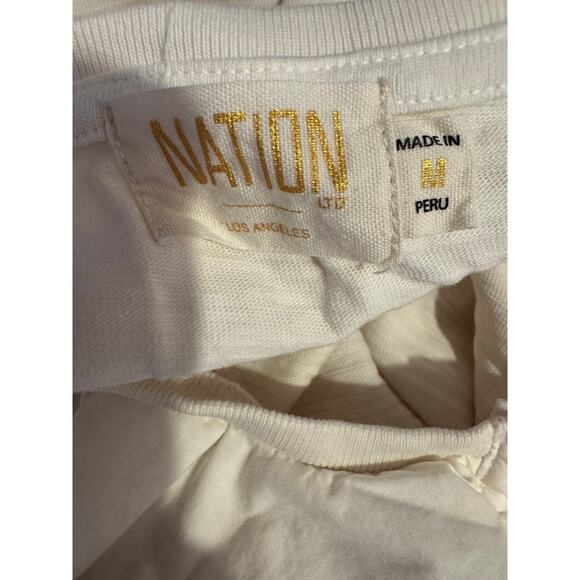 Nation LTD Tommie Frilly Henley Tee Off White Romantic Feminine Top Medium - Picture 7 of 7